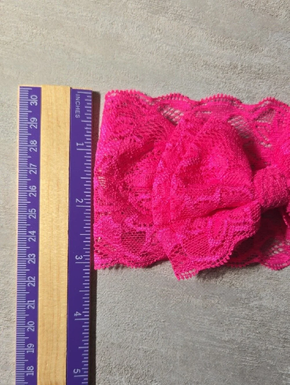 Baby Girl Hot Pink Lace Stretch Bow Headband Floral Toddler Hair Band Accessory